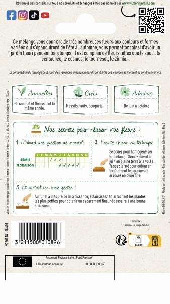 Mélanges de fleurs - Jolies Fleurs d'Eté - 4 m² - Mélange de fleurs - MEDIA_PACKAGING_VERSO